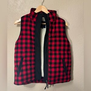 Madewell Sherpa Lined Red Buffalo Plaid Vest
